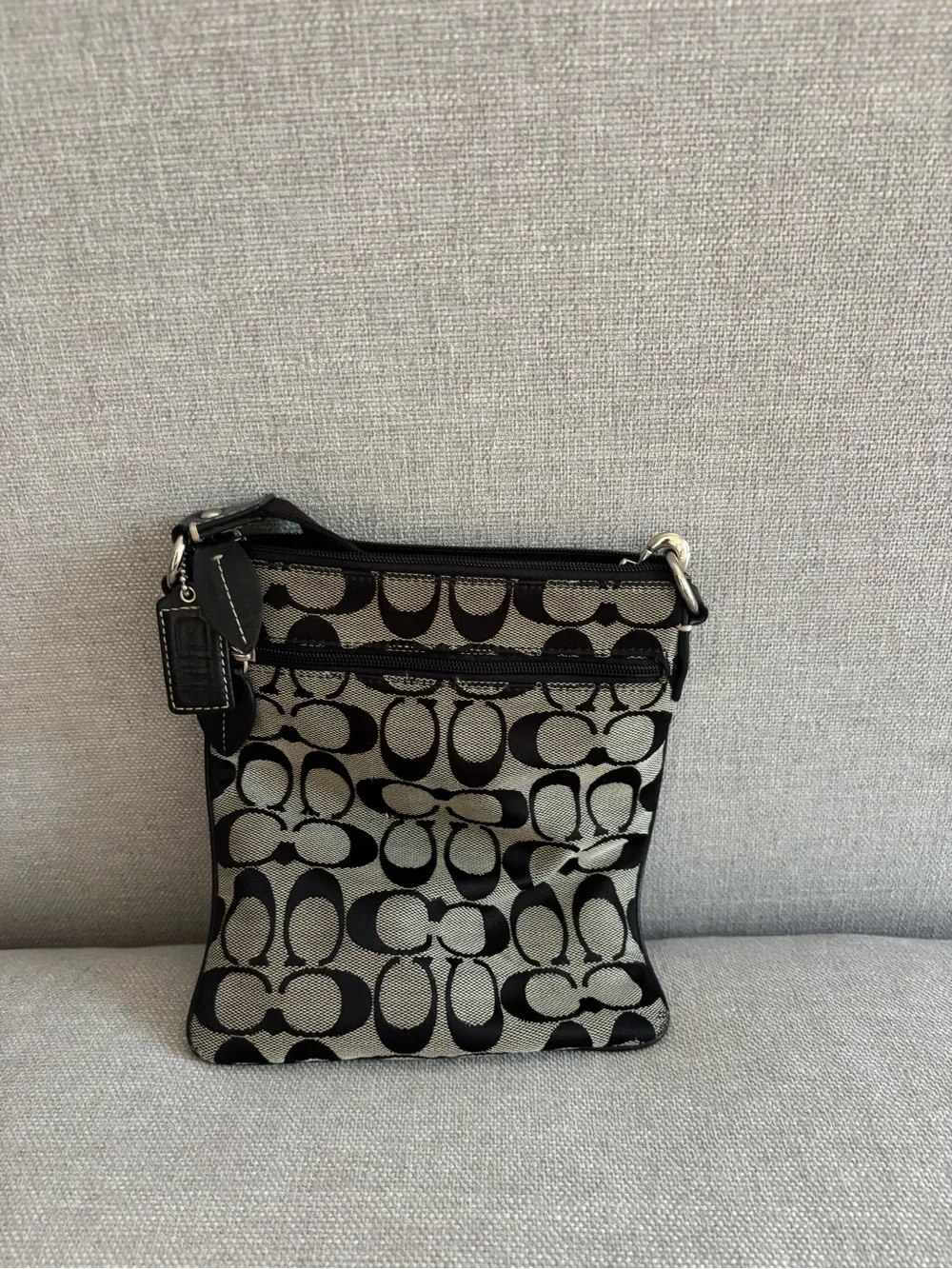 Coach Black and Gray Signature Crossbody Bag